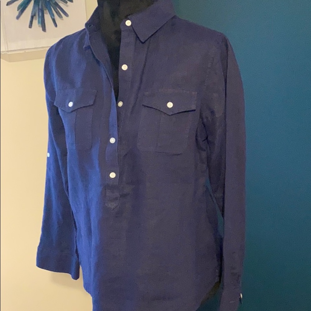 Talbots Navy Blouse - Picture 2 of 4